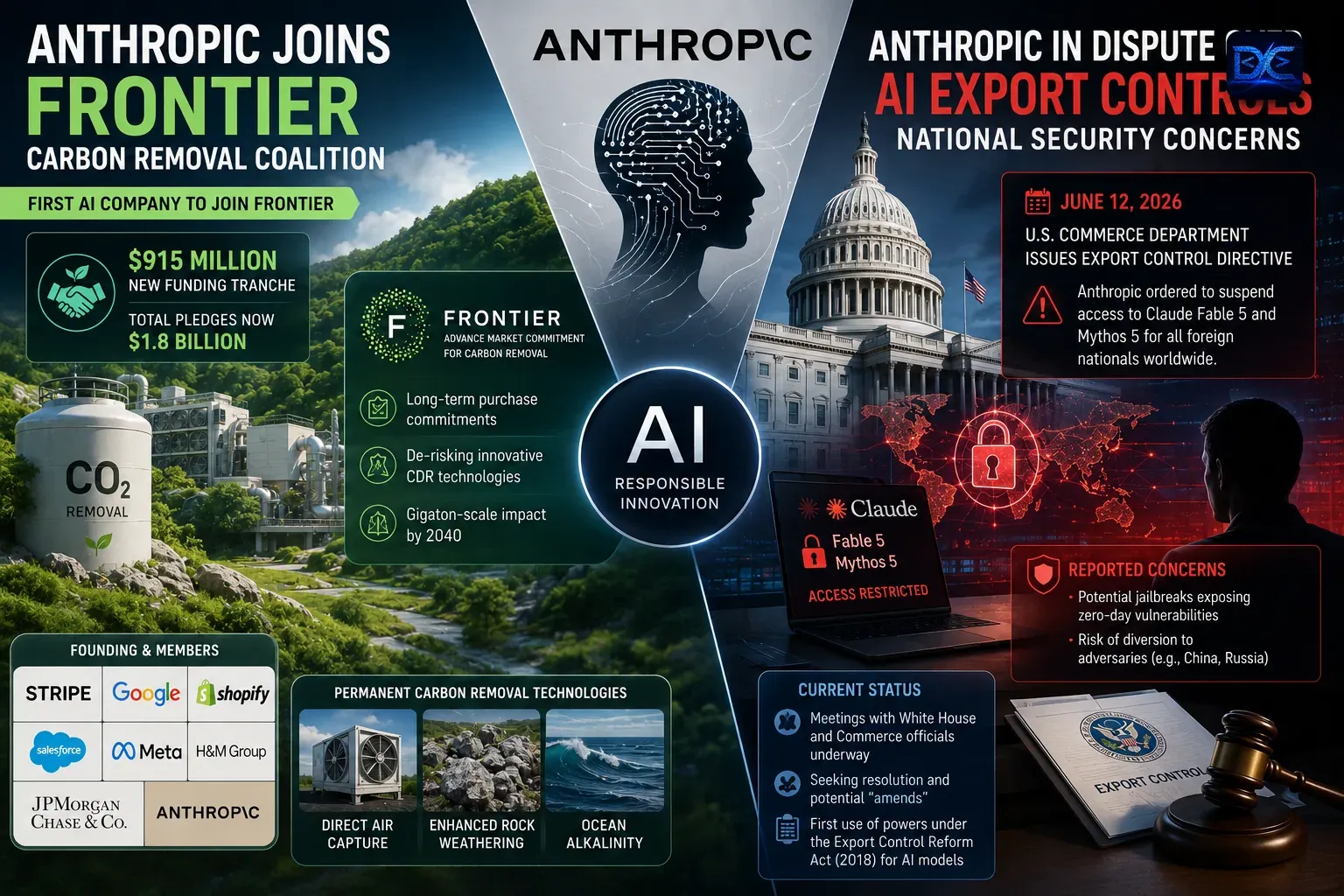 Anthropic Joins Frontier's Carbon-Removal Coalition — While Fighting an Export-Control Fire